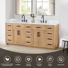 Altair Gavino 84" Double Bathroom Vanity with Grain White Engineered Stone Countertop