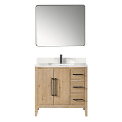 Altair Laurel 36" Single Bathroom Vanity in Weathered Fir with Calacatta White Quartz Countertop