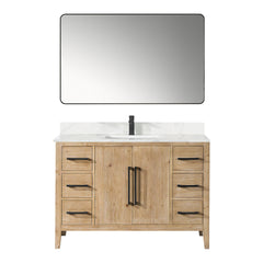 Altair Laurel 48" Single Bathroom Vanity in Weathered Fir with Calacatta White Quartz Countertop
