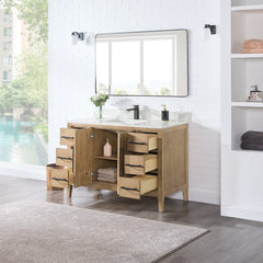 Altair Laurel 48" Single Bathroom Vanity in Weathered Fir with Calacatta White Quartz Countertop