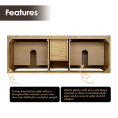 Altair Laurel 60" Double Bathroom Vanity in Weathered Fir with Calacatta White Quartz Countertop