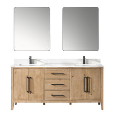 Altair Laurel 72" Double Bathroom Vanity in Weathered Fir with Calacatta White Quartz Countertop