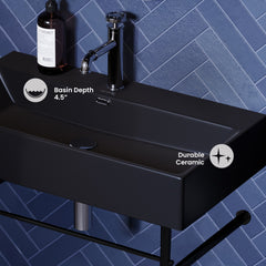Swiss Madison Claire 30" Console Sink Matte Black Basin w/ Legs - SM-CS7