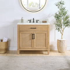 Altair Solana 36" Single Bathroom Cabinet Vanity Base in Weathered Fir without Top and Sink, no Mirror