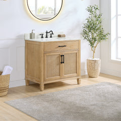 Altair Solana 36" Single Bathroom Cabinet Vanity Base in Weathered Fir without Top and Sink, no Mirror