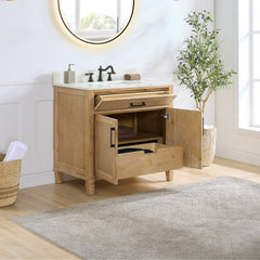 Altair Solana 36" Single Bathroom Cabinet Vanity Base in Weathered Fir without Top and Sink, no Mirror