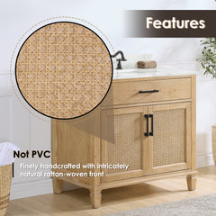 Altair Solana 36" Single Bathroom Cabinet Vanity Base in Weathered Fir without Top and Sink, no Mirror