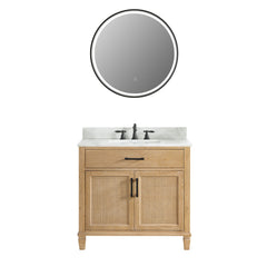 Altair Solana 36" Single Bathroom Vanity in Weathered Fir with Calacatta White Quartz Countertop