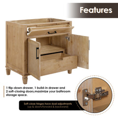 Altair Solana 36" Single Bathroom Vanity in Weathered Fir with Calacatta White Quartz Countertop