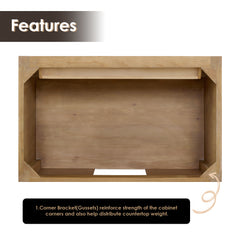 Altair Solana 36" Single Bathroom Vanity in Weathered Fir with Calacatta White Quartz Countertop