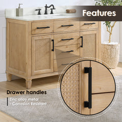 Altair Solana 48" Single Bathroom Cabinet Vanity Base in Weathered Fir without Top and Sink, no Mirror