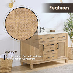 Altair Solana 48" Single Bathroom Vanity in Weathered Fir with Calacatta White Quartz Countertop