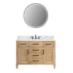 Altair Solana 48" Single Bathroom Vanity in Weathered Fir with Calacatta White Quartz Countertop