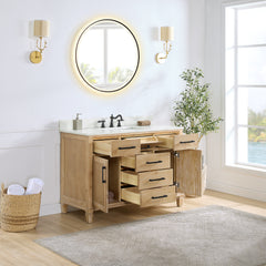 Altair Solana 48" Single Bathroom Vanity in Weathered Fir with Calacatta White Quartz Countertop