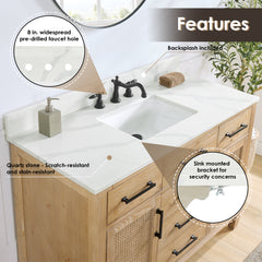 Altair Solana 48" Single Bathroom Vanity in Weathered Fir with Calacatta White Quartz Countertop