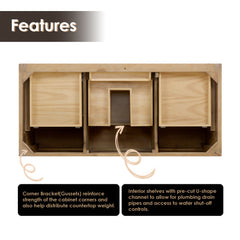 Altair Solana 48" Single Bathroom Vanity in Weathered Fir with Calacatta White Quartz Countertop