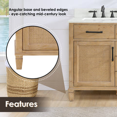 Altair Solana 60" Double Bathroom Cabinet Vanity Base in Weathered Fir without Top and Sink, no Mirror