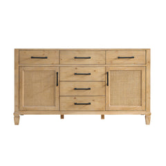 Altair Solana 60" Double Bathroom Cabinet Vanity Base in Weathered Fir without Top and Sink, no Mirror