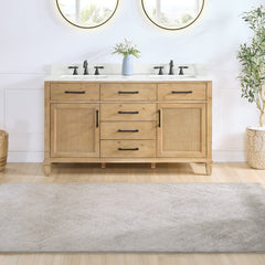 Altair Solana 60" Double Bathroom Cabinet Vanity Base in Weathered Fir without Top and Sink, no Mirror