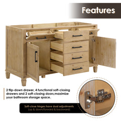 Altair Solana 60" Double Bathroom Cabinet Vanity Base in Weathered Fir without Top and Sink, no Mirror