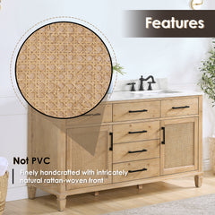 Altair Solana 60" Double Bathroom Cabinet Vanity Base in Weathered Fir without Top and Sink, no Mirror