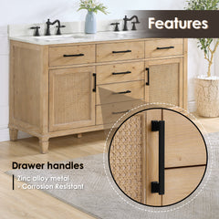 Altair Solana 60" Double Bathroom Vanity in Weathered Fir with Calacatta White Quartz Countertop