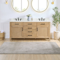 Altair Solana 72" Double Bathroom Cabinet Vanity Base in Weathered Fir without Top and Sink, no Mirror