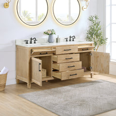 Altair Solana 72" Double Bathroom Cabinet Vanity Base in Weathered Fir without Top and Sink, no Mirror