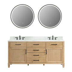 Altair Solana 72" Double Bathroom Vanity in Weathered Fir with Calacatta White Quartz Countertop