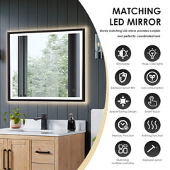Altair Cicero 36" Single Bathroom Vanity in Light Brown with Grain White Engineered Stone Countertop