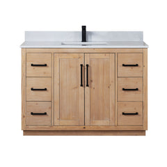 Altair Cicero 48" Single Bathroom Vanity in Light Brown with Grain White Engineered Stone Countertop - Without Mirror