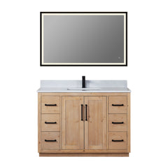 Altair Cicero 48" Single Bathroom Vanity in Light Brown with Grain White Engineered Stone Countertop