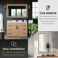 Altair Cicero 48" Single Bathroom Vanity in Light Brown with Grain White Engineered Stone Countertop