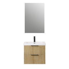 Altair Livia 24" Wall-mounted Single Bathroom Vanity in Nature Brown with White Artificial Drop-in Sink