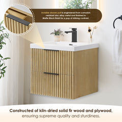Altair Livia 24" Wall-mounted Single Bathroom Vanity in Nature Brown with White Artificial Drop-in Sink