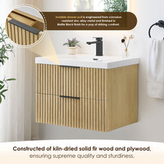 Altair Livia 30" Wall-mounted Single Bathroom Vanity in Nature Brown with White Artificial Drop-in Sink