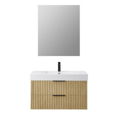 Altair Livia 36" Wall-mounted Single Bathroom Vanity in Nature Brown with White Artificial Drop-in Sink