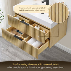 Altair Livia 36" Wall-mounted Single Bathroom Vanity in Nature Brown with White Artificial Drop-in Sink