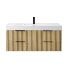 Altair Livia 48" Wall-mounted Single Bathroom Vanity in Nature Brown with White Artificial Drop-in Sink - Without Mirror