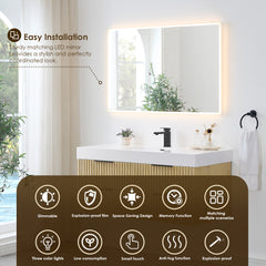 Altair Livia 48" Wall-mounted Single Bathroom Vanity in Nature Brown with White Artificial Drop-in Sink