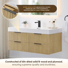 Altair Livia 48" Wall-mounted Single Bathroom Vanity in Nature Brown with White Artificial Drop-in Sink