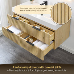 Altair Livia 48" Wall-mounted Single Bathroom Vanity in Nature Brown with White Artificial Drop-in Sink
