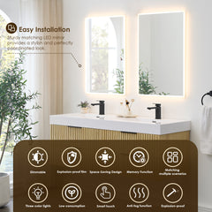 Altair Livia 60" Wall-mounted Double Bathroom Vanity in Nature Brown with White Artificial Drop-in Sink