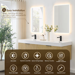 Altair Livia 72" Wall-mounted Double Bathroom Vanity in Nature Brown with White Artificial Drop-in Sink