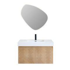 Altair Siena 36" Wall-mounted Single Bathroom Vanity in Light Brown with White Artificial Drop-in Sink