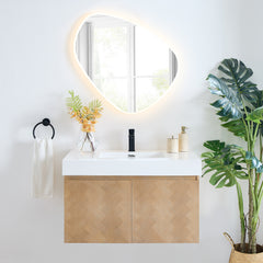 Altair Siena 36" Wall-mounted Single Bathroom Vanity in Light Brown with White Artificial Drop-in Sink