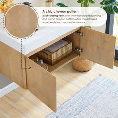 Altair Siena 36" Wall-mounted Single Bathroom Vanity in Light Brown with White Artificial Drop-in Sink