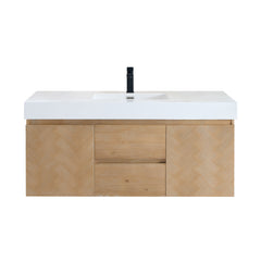 Altair Siena 48" Wall-mounted Single Bathroom Vanity in Light Brown with White Artificial Drop-in Sink - Without Mirror