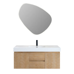 Altair Siena 48" Wall-mounted Single Bathroom Vanity in Light Brown with White Artificial Drop-in Sink