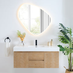 Altair Siena 48" Wall-mounted Single Bathroom Vanity in Light Brown with White Artificial Drop-in Sink